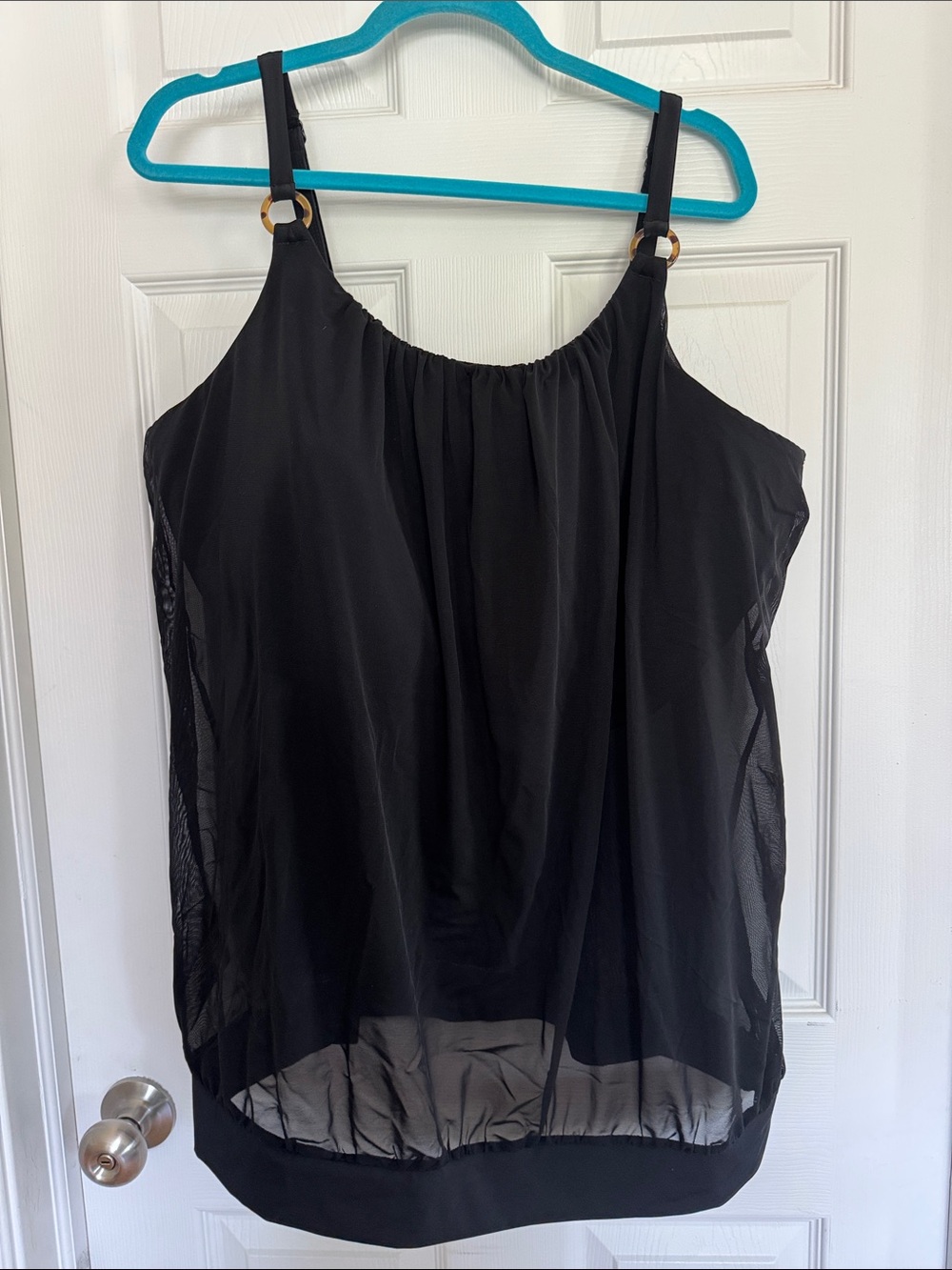 Lane Bryant Black Sheer Overlay Women's Swim Top